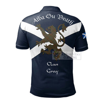 Gray Tartan Lion Rampant Polo Shirt Proudly Display Your Heritage with Alba Gu Brath and Clan Name - Tartan Vibes Clothing