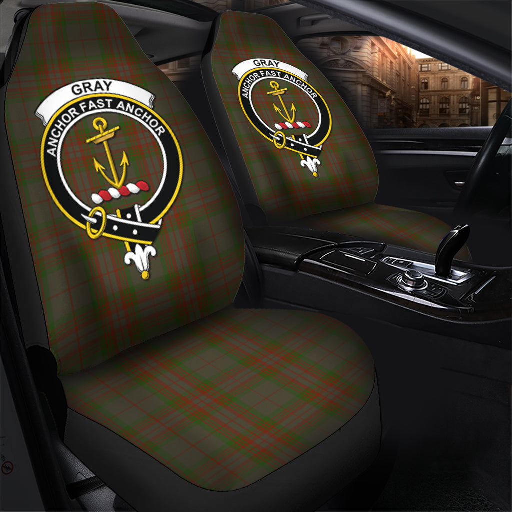 Gray Tartan Car Seat Cover with Family Crest - Tartan Vibes Clothing
