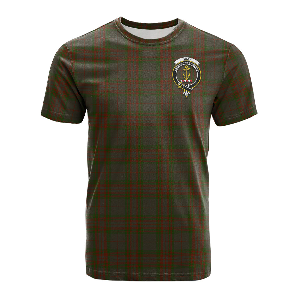 Gray Tartan T-Shirt with Family Crest - Tartan Vibes Clothing