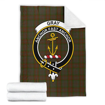 Gray Tartan Blanket with Family Crest