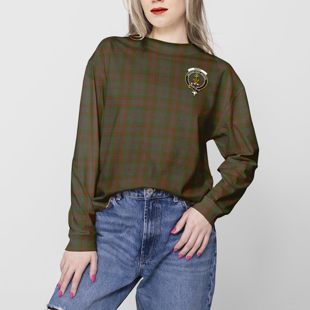 Gray Tartan Sweatshirt with Family Crest - Tartan Vibes Clothing