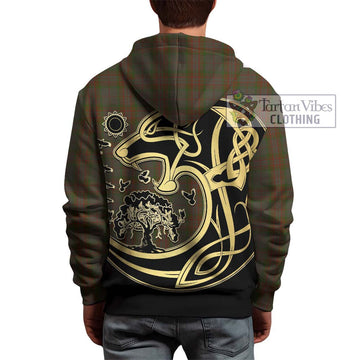 Gray Tartan Hoodie with Family Crest Celtic Wolf Style - Tartan Vibes Clothing