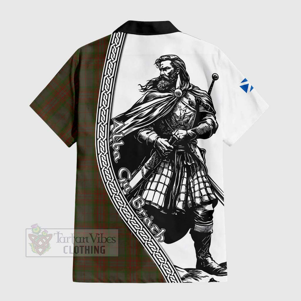 Gray Tartan Clan Crest Hawaiian Shirt with Highlander Warrior Celtic Style - Tartan Vibes Clothing