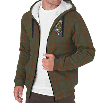 Gray Tartan Sherpa Hoodie with Family Crest