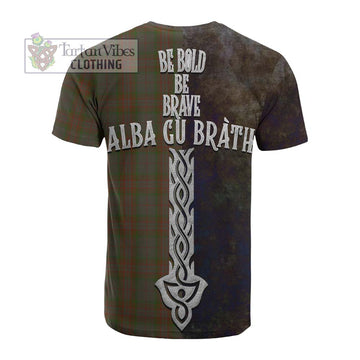 Tartan Vibes Clothing Gray Tartan Family Crest Cotton T-shirt Alba Gu Brath Be Brave Lion Ancient Style