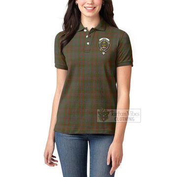 Gray Tartan Women's Polo Shirt with Family Crest Celtic Skull Style - Tartan Vibes Clothing