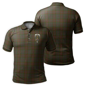 Gray Tartan Men's Polo Shirt with Family Crest