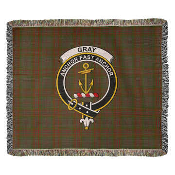 Gray Tartan Woven Blanket with Family Crest