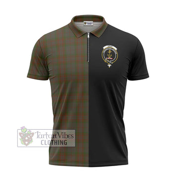 Gray Tartan Zipper Polo Shirt with Family Crest and Half Of Me Style - Tartan Vibes Clothing
