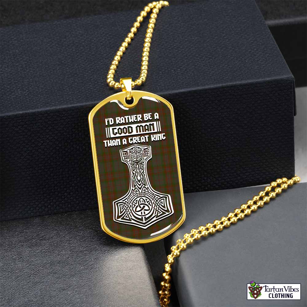 Gray Tartan Dog Tag Necklace Viking Mjolnir Style Gold No - Tartan Vibes Clothing