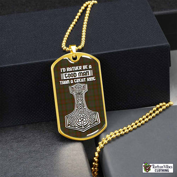 Tartan Vibes Clothing Gray Tartan Dog Tag Necklace Viking Mjolnir Style