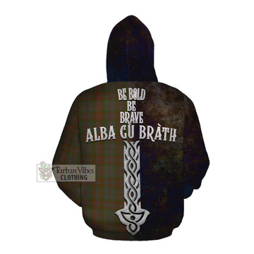 Gray Tartan Family Crest Cotton Hoodie Alba Gu Brath Be Brave Lion Ancient Style Pullover Hoodie - Tartan Vibes Clothing