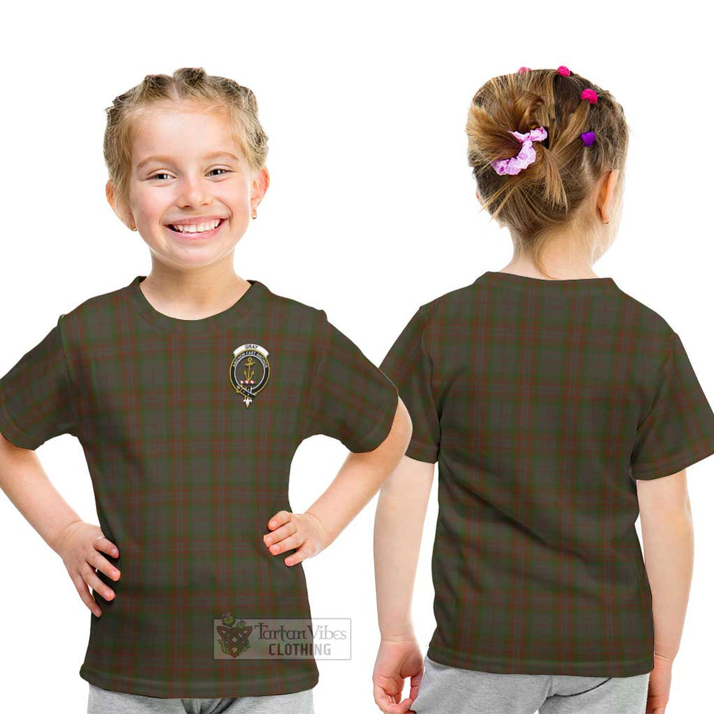 Gray Tartan Kid T-Shirt with Family Crest - Tartan Vibes Clothing