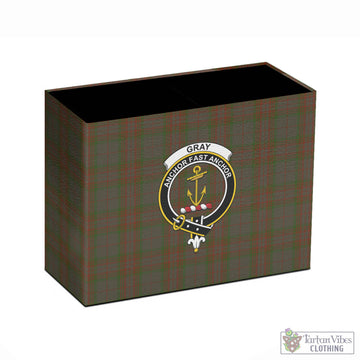 Gray Tartan Pen Holder with Family Crest - Tartan Vibes Clothing