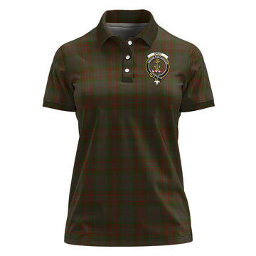 Gray Tartan Polo Shirt with Family Crest For Women