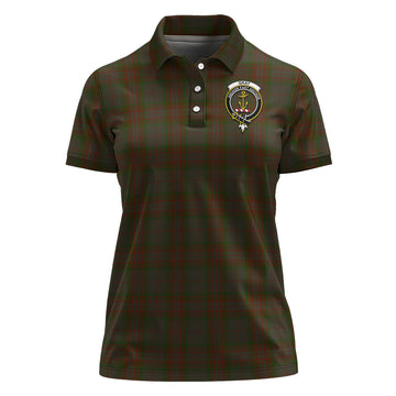 Gray Tartan Polo Shirt with Family Crest For Women - Tartan Vibes Clothing