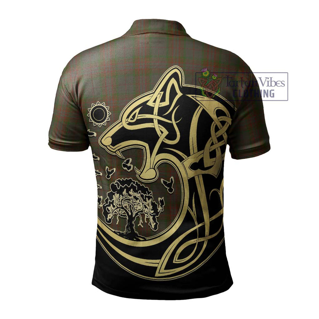 Gray Tartan Polo Shirt with Family Crest Celtic Wolf Style - Tartan Vibes Clothing