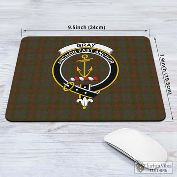 Gray Tartan Mouse Pad with Family Crest