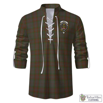 Gray Tartan Men's Scottish Traditional Jacobite Ghillie Kilt Shirt with Family Crest - Tartan Vibes Clothing