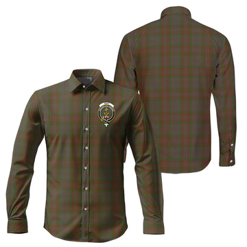 Gray Tartan Long Sleeve Button Up Shirt with Family Crest