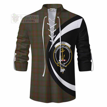 Gray Tartan Ghillie Kilt Shirt with Family Crest Circle Style - Tartan Vibes Clothing