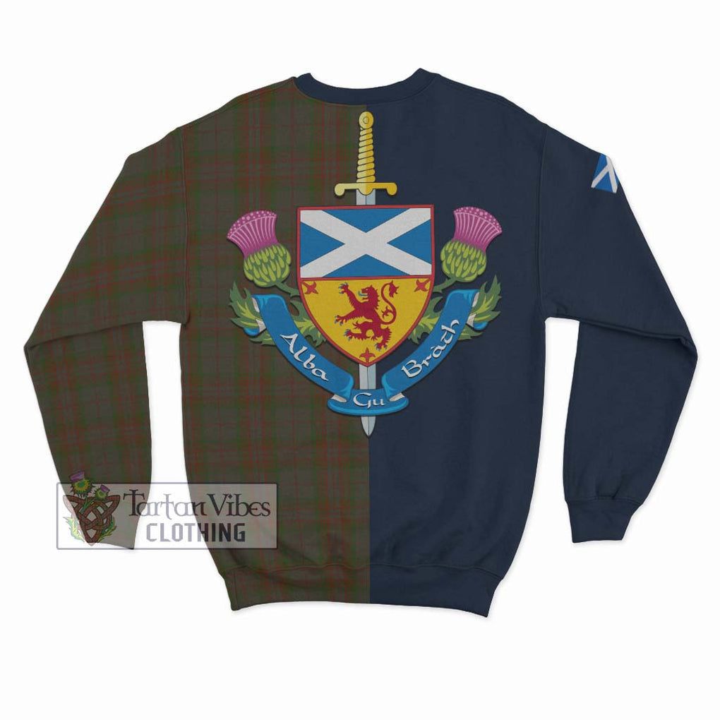 Gray Tartan Sweatshirt Alba with Scottish Lion Royal Arm Half Style - Tartan Vibes Clothing