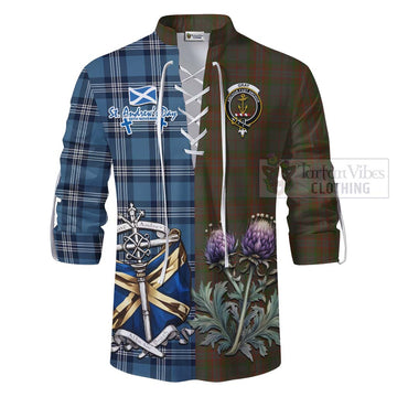 Gray Tartan Ghillie Kilt Shirt Happy St. Andrew's Day Half Tartan Style - Tartan Vibes Clothing