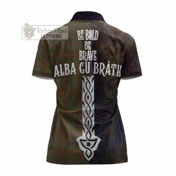 Gray Tartan Family Crest Women's Polo Shirt Alba Gu Brath Be Brave Lion Ancient Style - Tartan Vibes Clothing