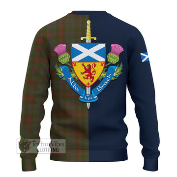 Gray Tartan Ugly Sweater Alba with Scottish Lion Royal Arm Half Style - Tartan Vibes Clothing