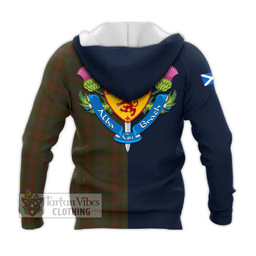 Gray Tartan Knitted Hoodie Alba with Scottish Lion Royal Arm Half Style - Tartan Vibes Clothing