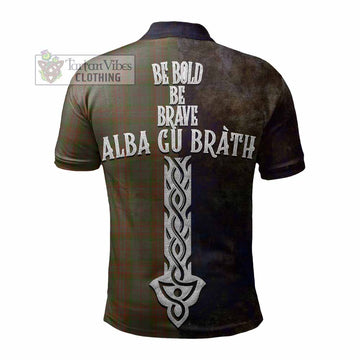 Gray Tartan Family Crest Polo Shirt Alba Gu Brath Be Brave Lion Ancient Style - Tartan Vibes Clothing