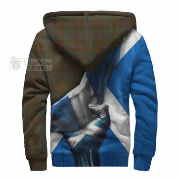 Gray Tartan Sherpa Hoodie with Family Crest Scotland Patriotic Style - Tartan Vibes Clothing