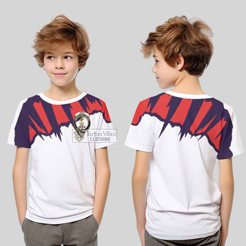 Gray Clan Crest Kid T-Shirt with Retro Sport Style - 2D-tartanvibesclothing