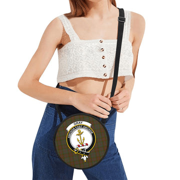 Gray Tartan Round Satchel Bags with Family Crest - Tartan Vibes Clothing