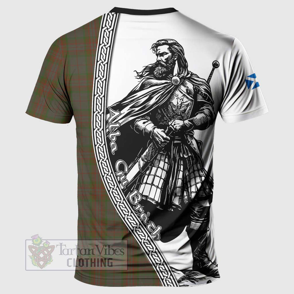 Gray Tartan Clan Crest T-Shirt with Highlander Warrior Celtic Style - Tartan Vibes Clothing