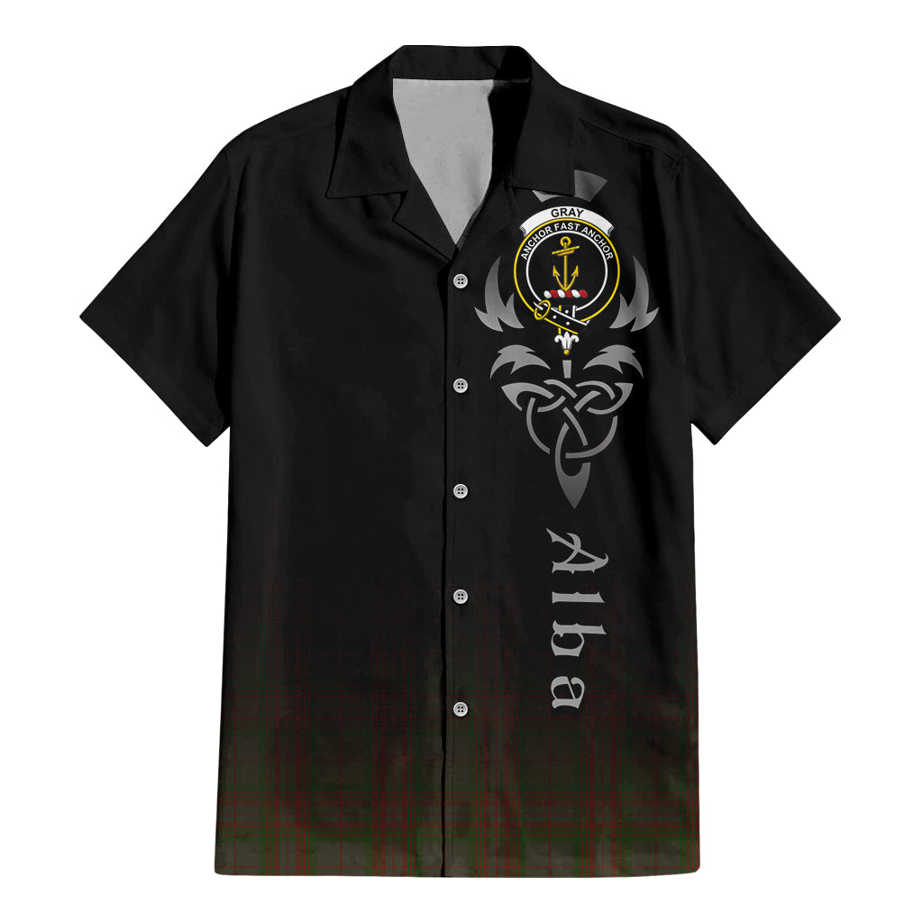 Gray Tartan Hawaiian Shirt Shirt Featuring Alba Gu Brath Family Crest Celtic Inspired - Tartan Vibes Clothing