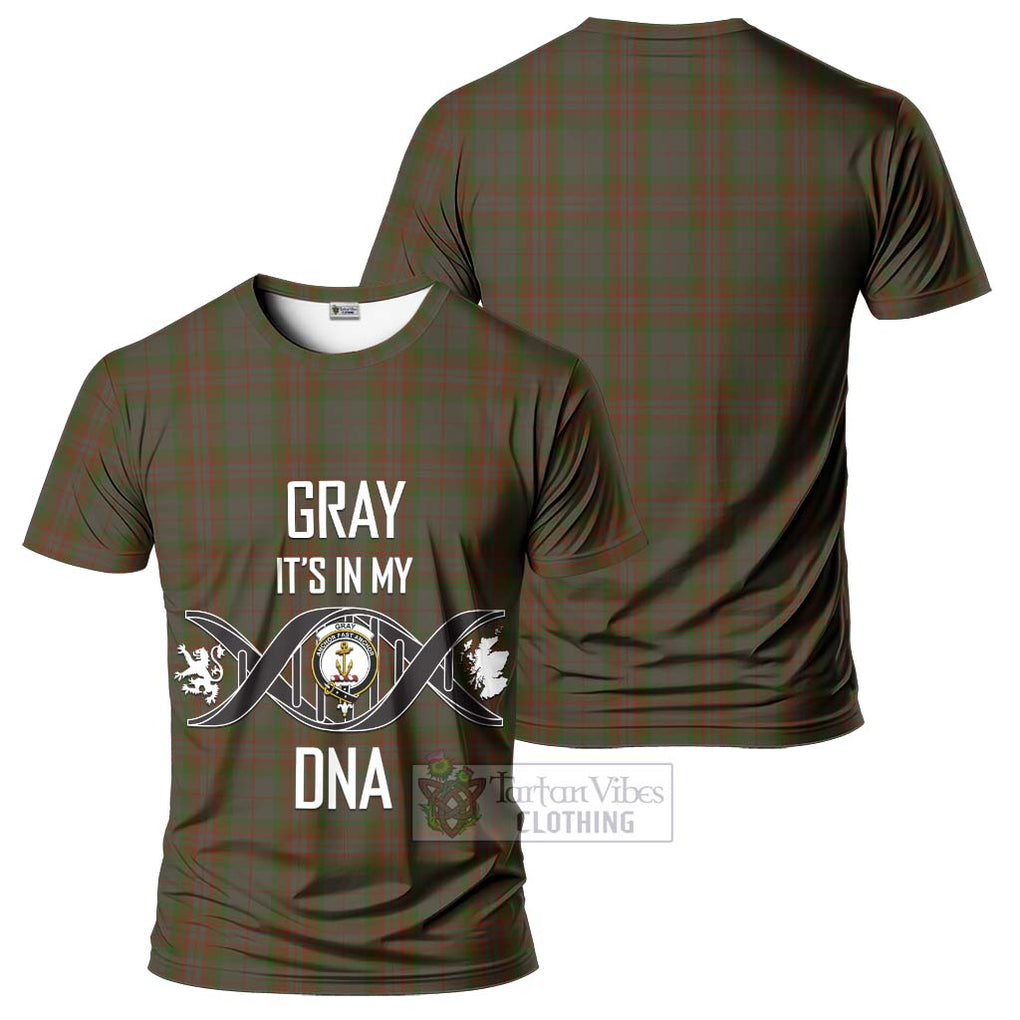 Gray Tartan T-Shirt with Family Crest DNA In Me Style - Tartan Vibes Clothing