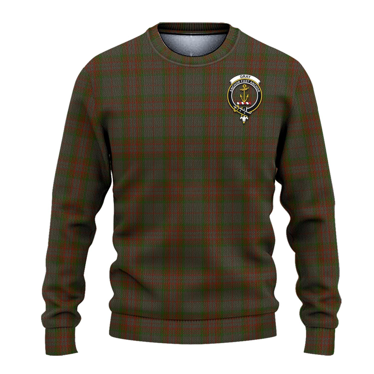 Gray Tartan Ugly Sweater with Family Crest - Tartan Vibes Clothing
