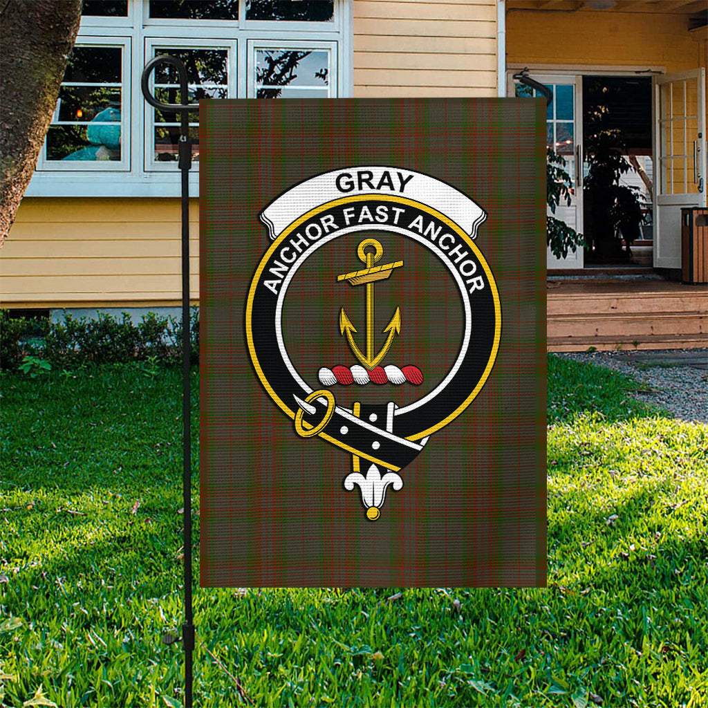 Gray Tartan Garden Flag with Family Crest Garden Flag - Tartan Vibes Clothing