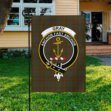 Gray Tartan Flag with Family Crest