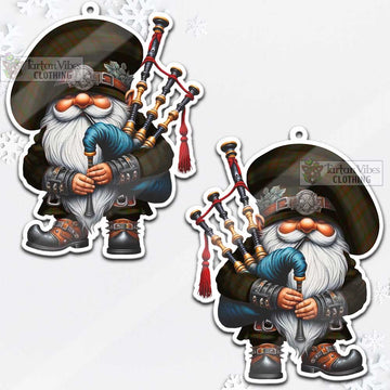 Gray Tartan Bagpiper Gnome Christmas Ornament - Tartan Vibes Clothing