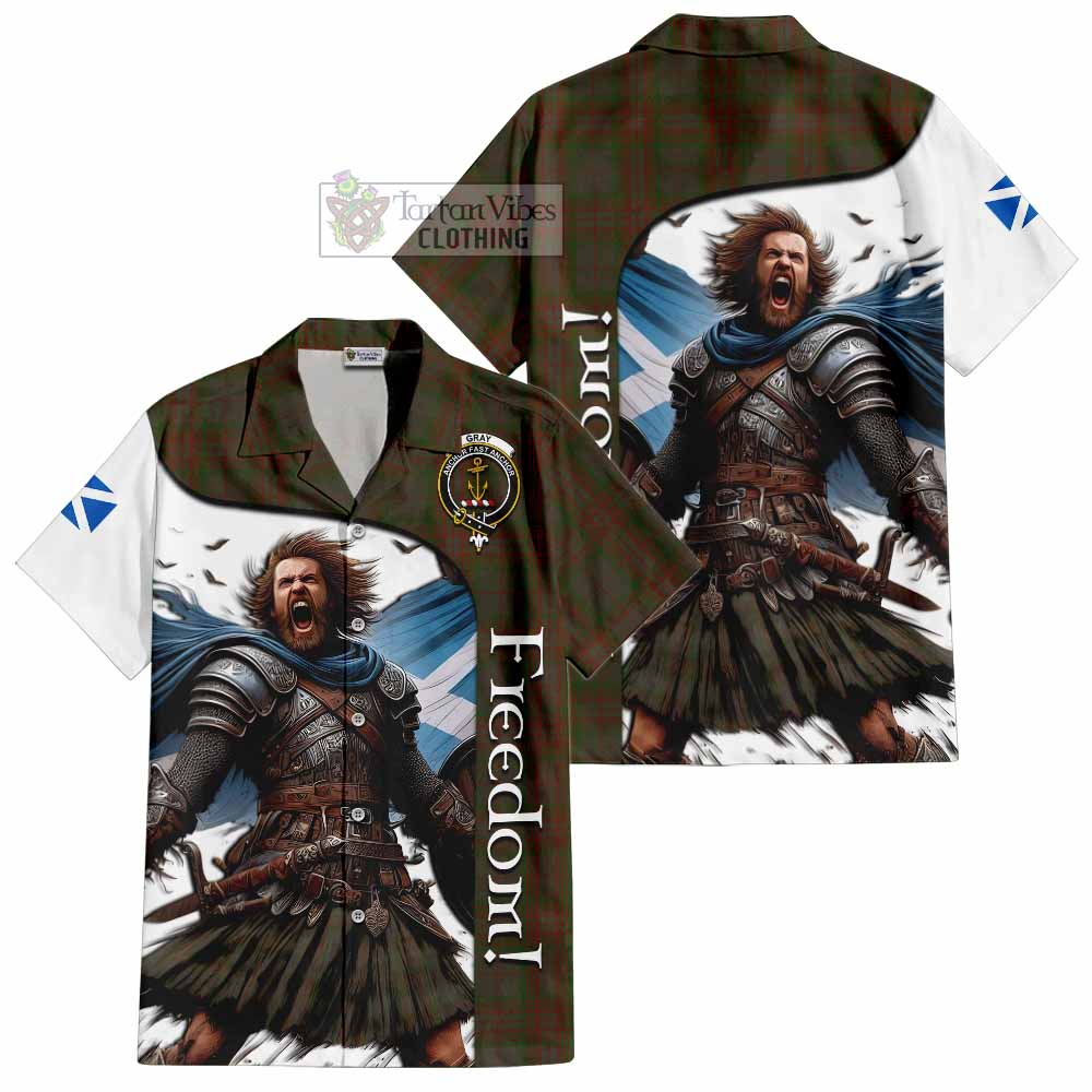 Gray Crest Tartan Hawaiian Shirt Inspired by the Freedom of Scottish Warrior - Tartan Vibes Clothing