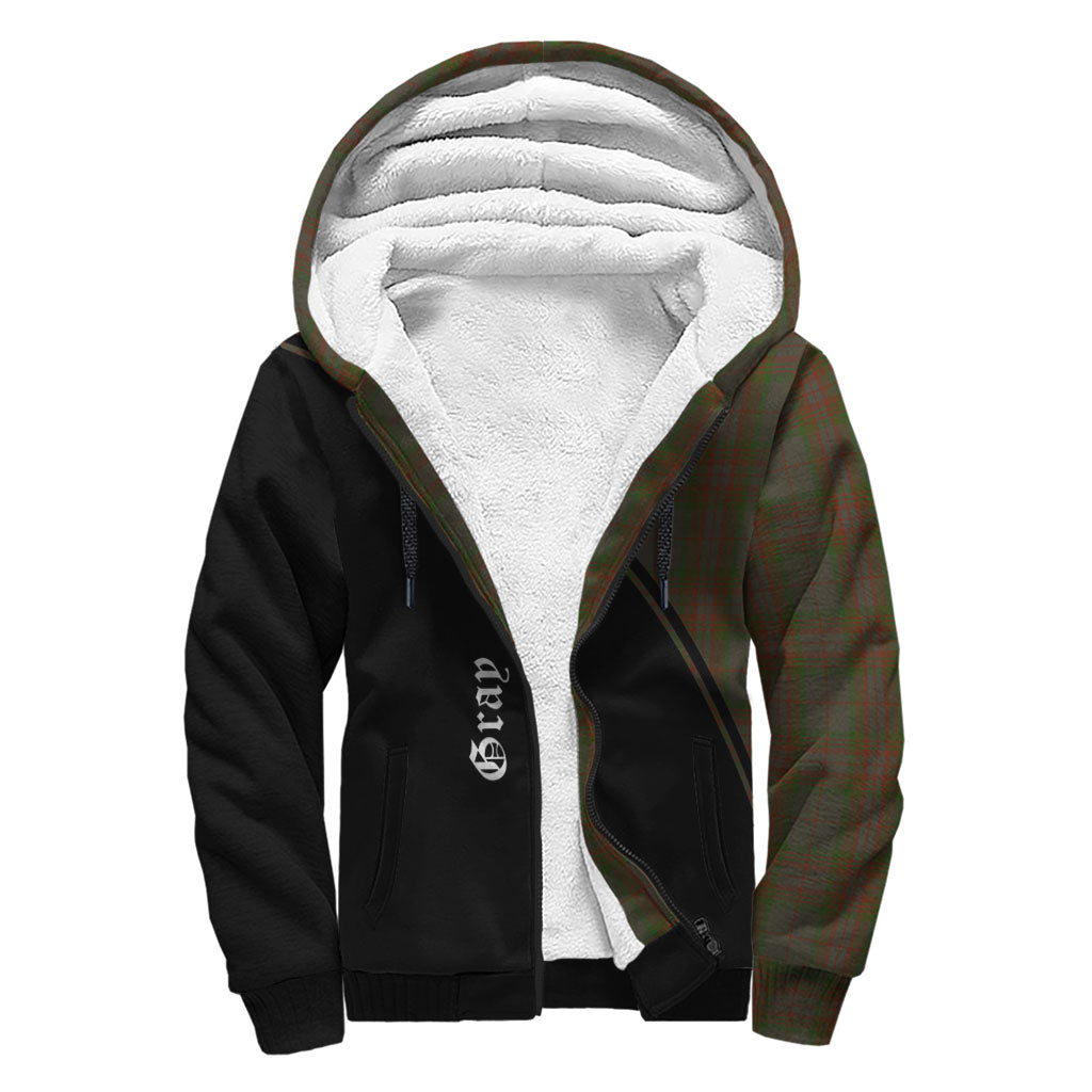 Gray Tartan Sherpa Hoodie with Family Crest Curve Style - Tartan Vibes Clothing