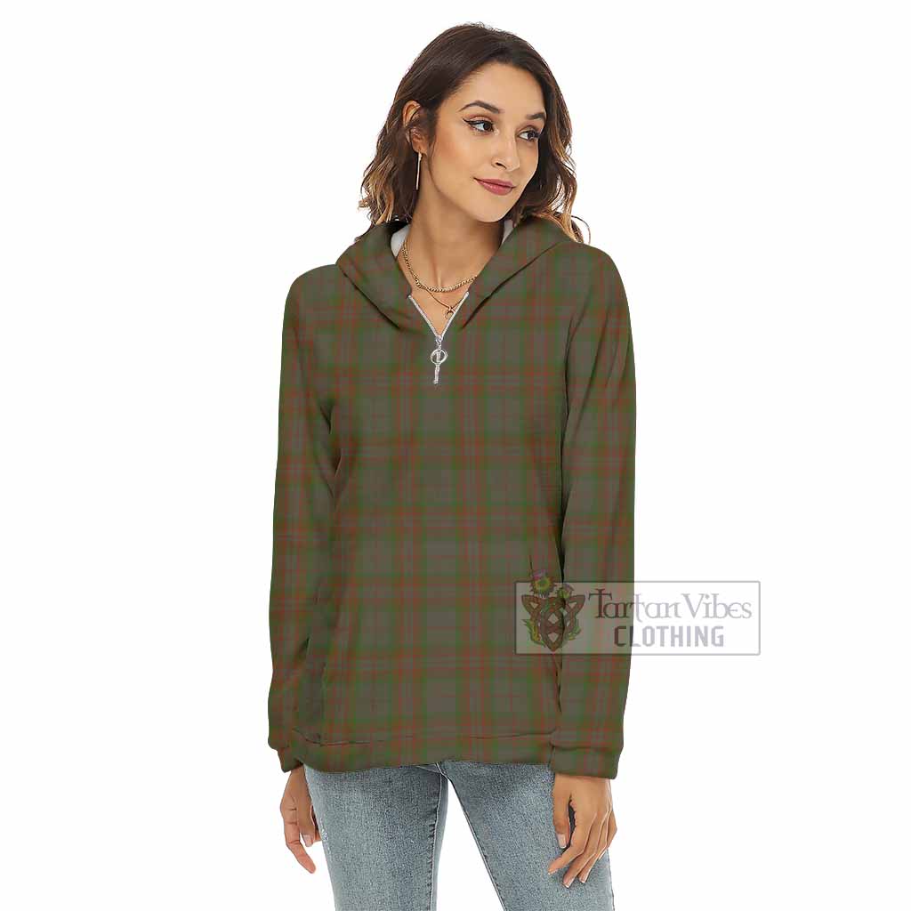 Gray Tartan Women's Borg Fleece Hoodie with Half Zip - Tartan Vibes Clothing