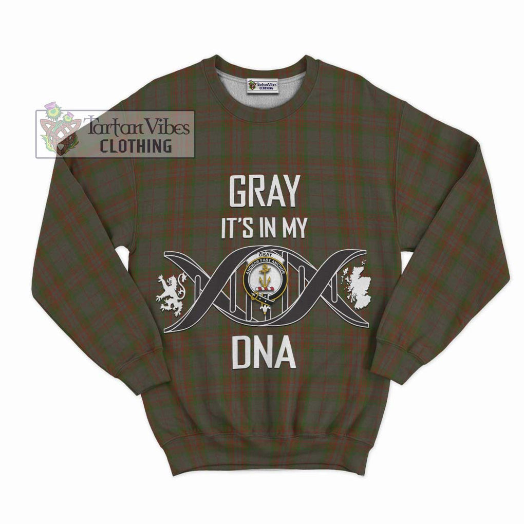 Gray Tartan Sweatshirt with Family Crest DNA In Me Style - Tartan Vibes Clothing