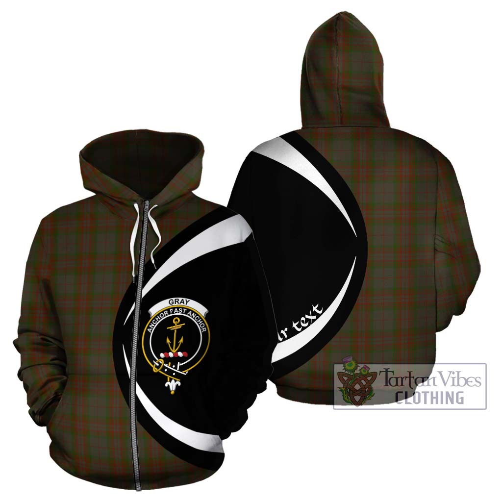 Gray Tartan Hoodie with Family Crest Circle Style - Tartan Vibes Clothing
