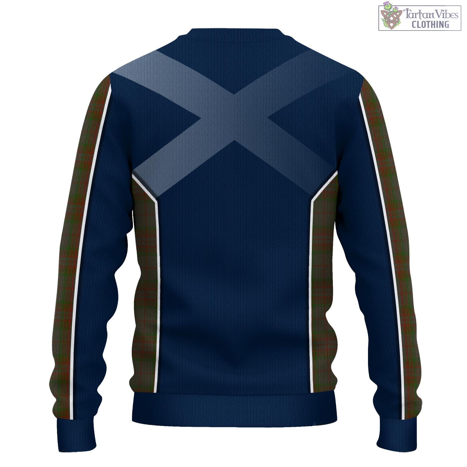 Gray Tartan Knitted Sweatshirt with Family Crest and Scottish Thistle Vibes Sport Style - Tartan Vibes Clothing
