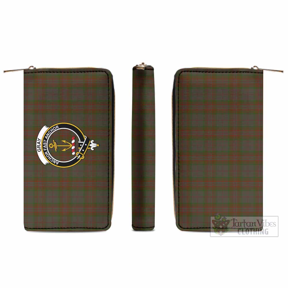 Tartan Vibes Clothing Gray Tartan Women's Leather Wallet with Family Crest