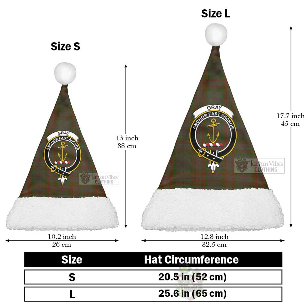 Gray Tartan Christmas Santa Hats with Family Crest Christmas Hat L 25.6in (65cm) - Tartan Vibes Clothing
