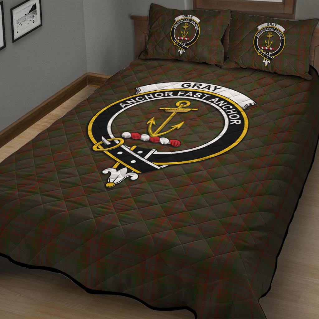 Gray Tartan Quilt Bed Set with Family Crest - Tartan Vibes Clothing